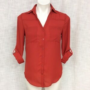 By & By XS Red Sheer Shirt